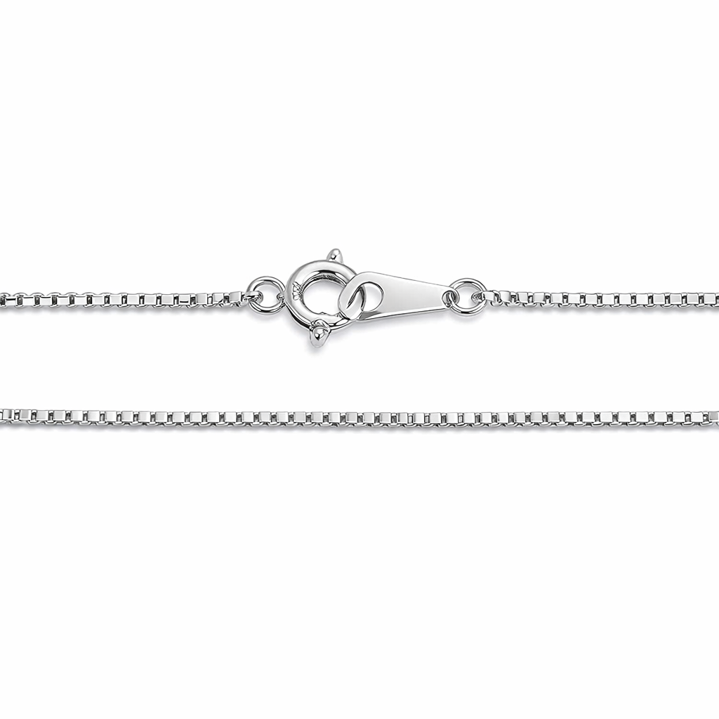 18K White Gold Box Chain 16" 1mm
