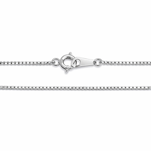 18K White Gold Box Chain 16" 1mm