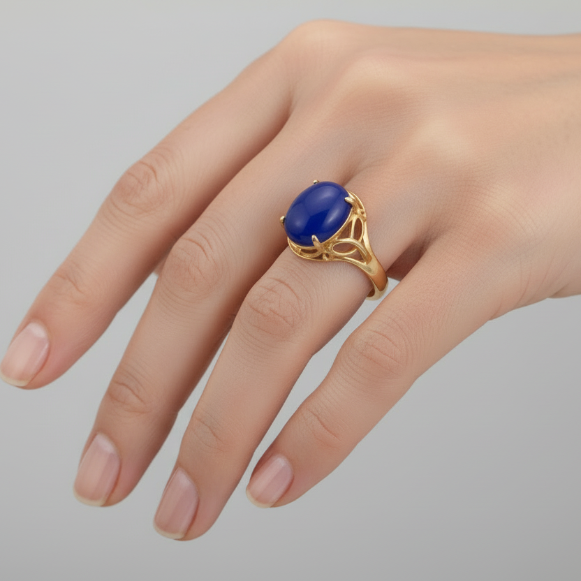 10K Yellow Gold Blue Lapis Style Ring