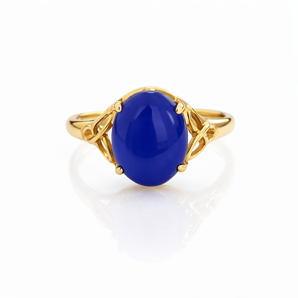 10K Yellow Gold Blue Lapis Style Ring