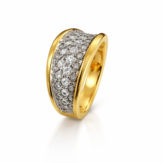 14K Yellow Gold Diamond Pave Band Ring