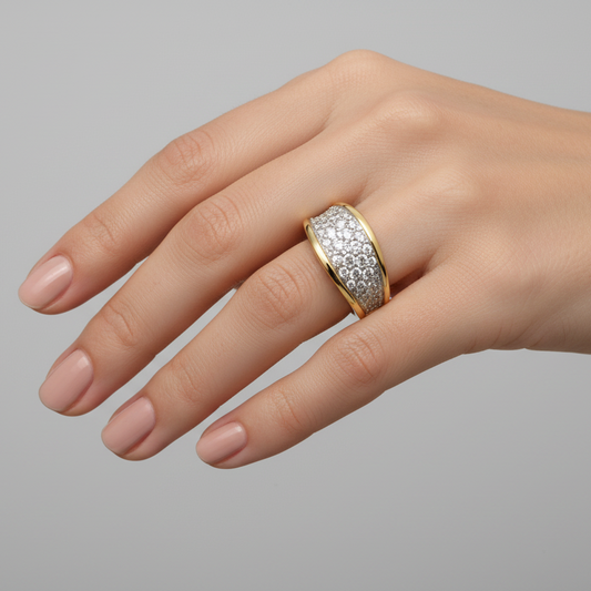 14K Yellow Gold Diamond Pave Band Ring