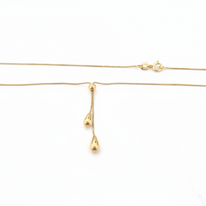 14K Yellow Gold Y-Style Necklace with double tear drop