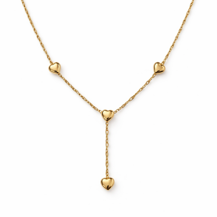 14K Yellow Gold Multi-Heart Y-Necklace