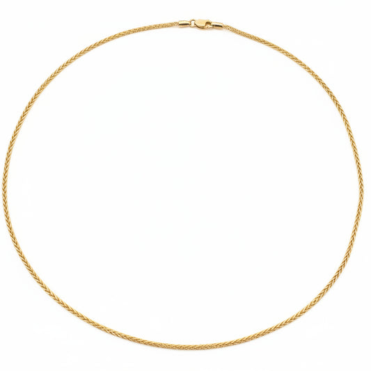 Yellow Gold Wheat link Chain, 18k, 16 Inches