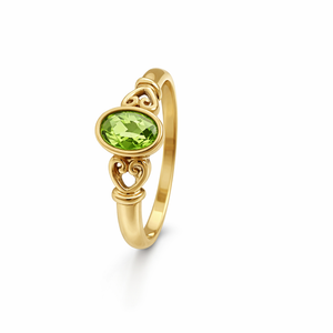 Yellow Gold Filigree Peridot Ring 14k