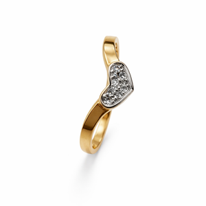 10k Yellow Gold Diamond V shaped Diamond Heart Ring