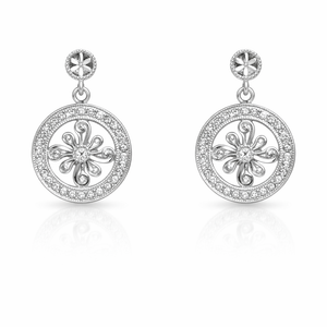 18K White Gold Floral Design Diamond Earrings 4.1gr TDW:0.27ct SI I