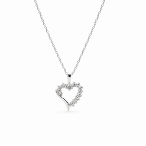 10K White Gold Diamond Open Heart Pendant