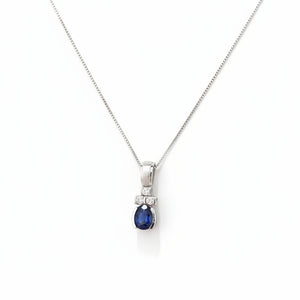 18k White Gold Pendant with White and Blue Sapphire