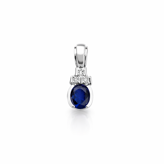 18k White Gold Pendant with White and Blue Sapphire