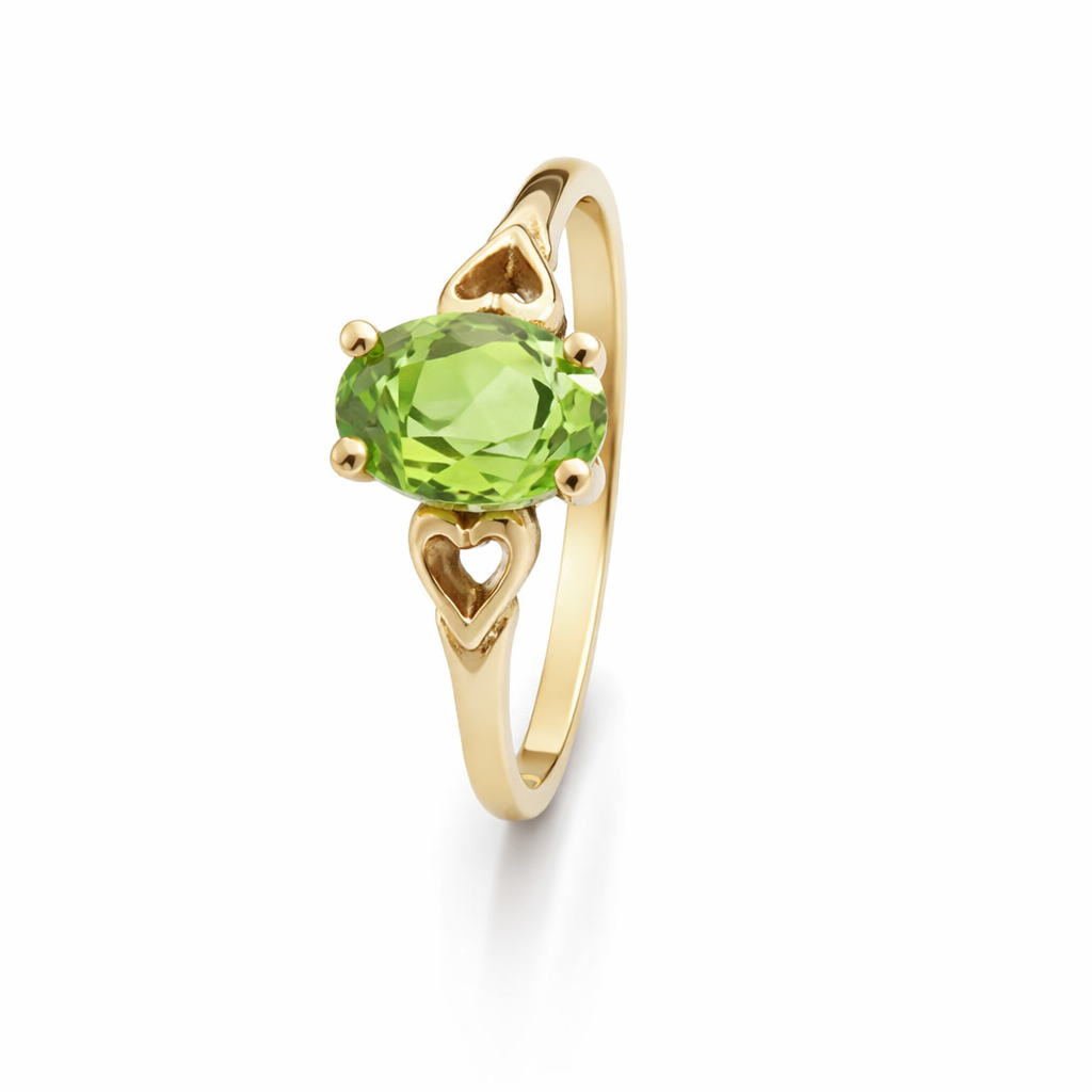 10k Yellow Gold Heart Filigree Peridot Ring