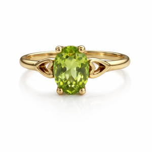 10k Yellow Gold Heart Filigree Peridot Ring