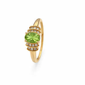 10k Yellow Gold Peridot Diamond Accent Ring