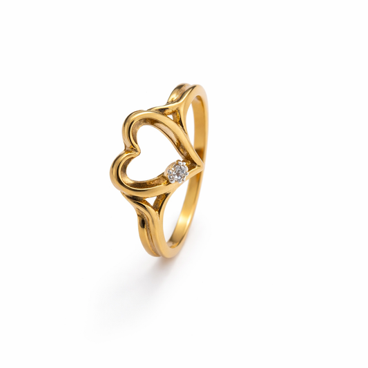 10k Yellow Gold Heart Diamond Ring