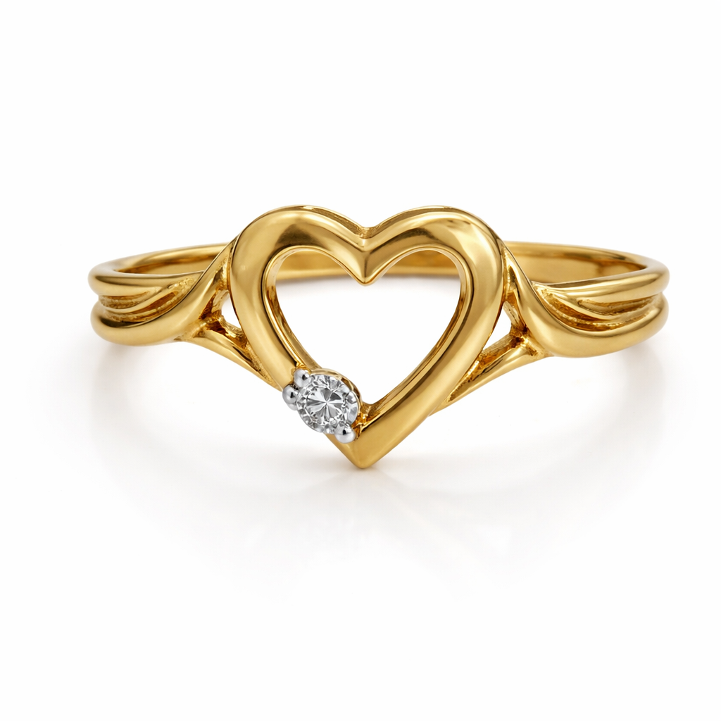 10k Yellow Gold Heart Diamond Ring
