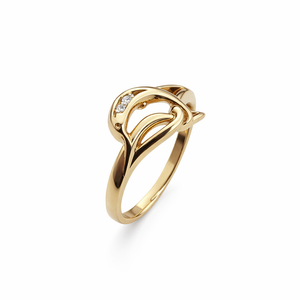 10k Yellow Gold Diamond Set Dolphin Ring