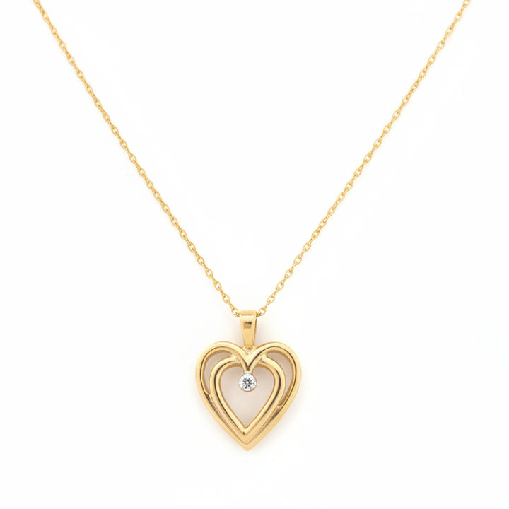 10k Yellow Gold  Diamond Accent Heart Necklace