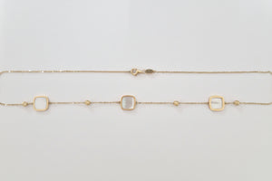 14k Yellow Gold Station Necklace with Mother of Pearl