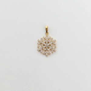 18k Yellow Gold Snow Flake Pendant with Cubic