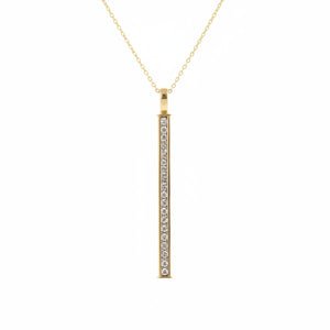 18K Yellow Gold Channel Set Bar pendent, TDW: 0.25