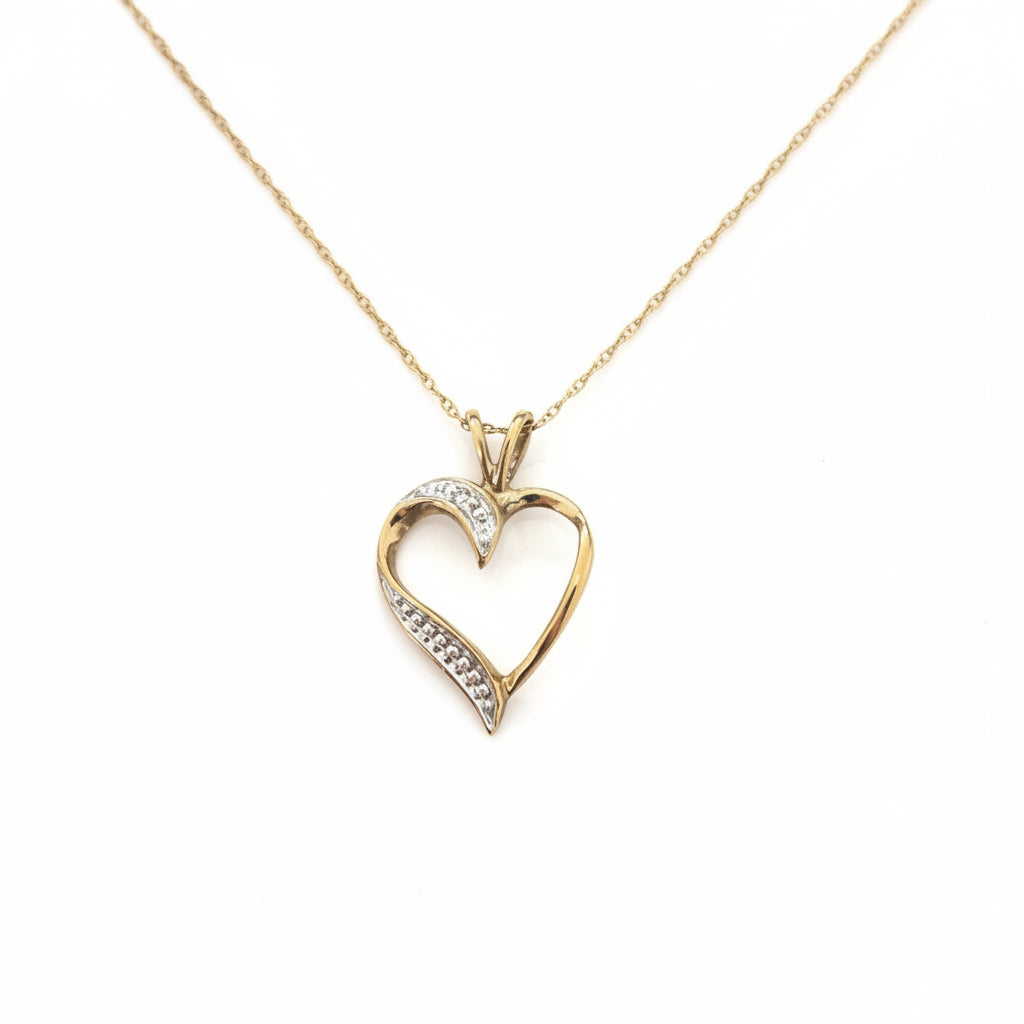 10k Yellow Gold Diamond Heart Necklace