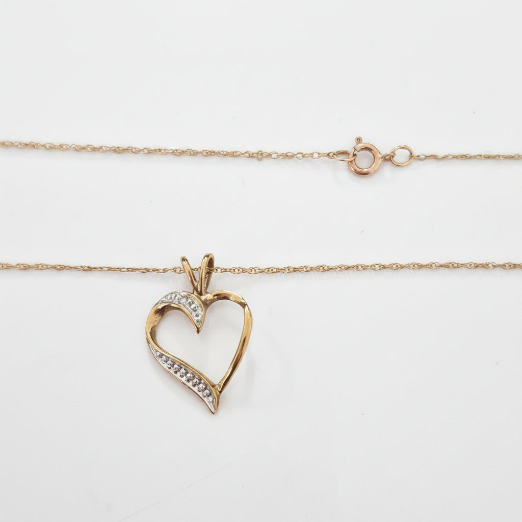 10k Yellow Gold Diamond Heart Necklace