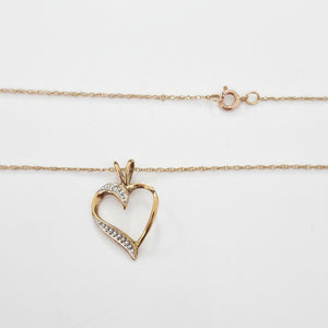 10k Yellow Gold Diamond Heart Necklace