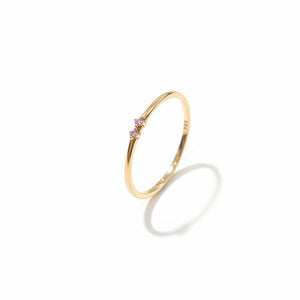 18K Yellow Gold Two-Stone Cubic Zirconia Ring