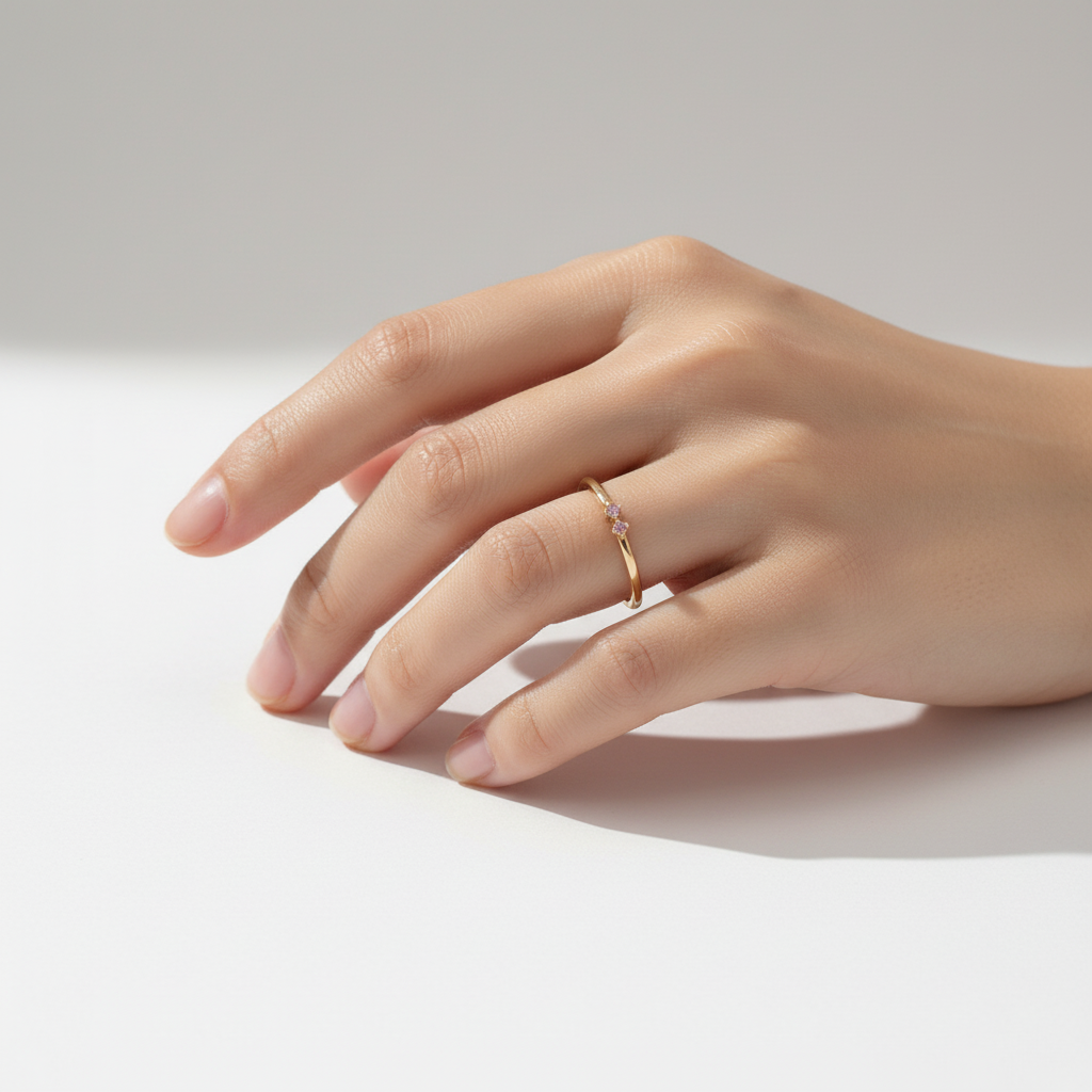 18K Yellow Gold Two-Stone Cubic Zirconia Ring