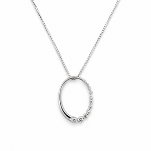 10K White Gold Celestial Arc Diamond Pendant Necklace