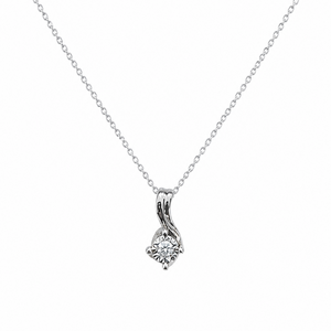 10K White Gold Diamond Pendant Necklace, TDW: 0.035ct VS G-H