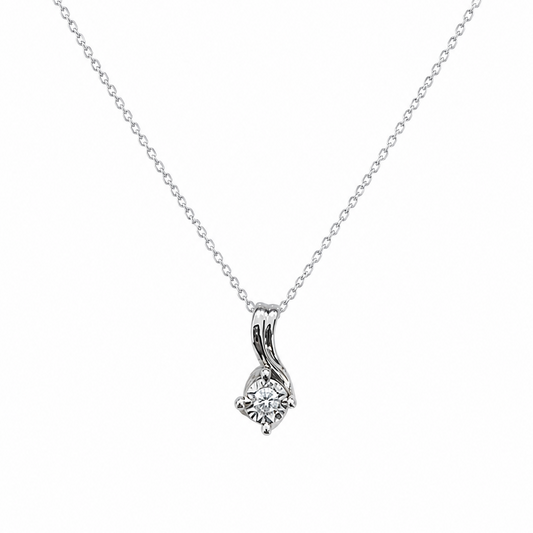 10K White Gold Diamond Pendant Necklace, TDW: 0.035ct VS G-H