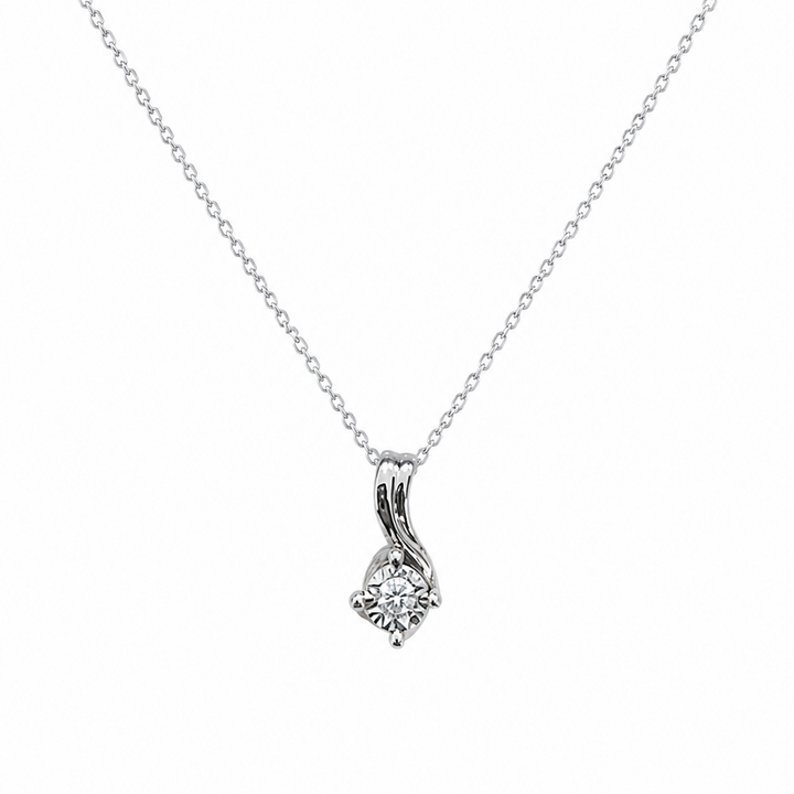 10K White Gold Diamond Pendant Necklace, TDW: 0.035ct VS G-H