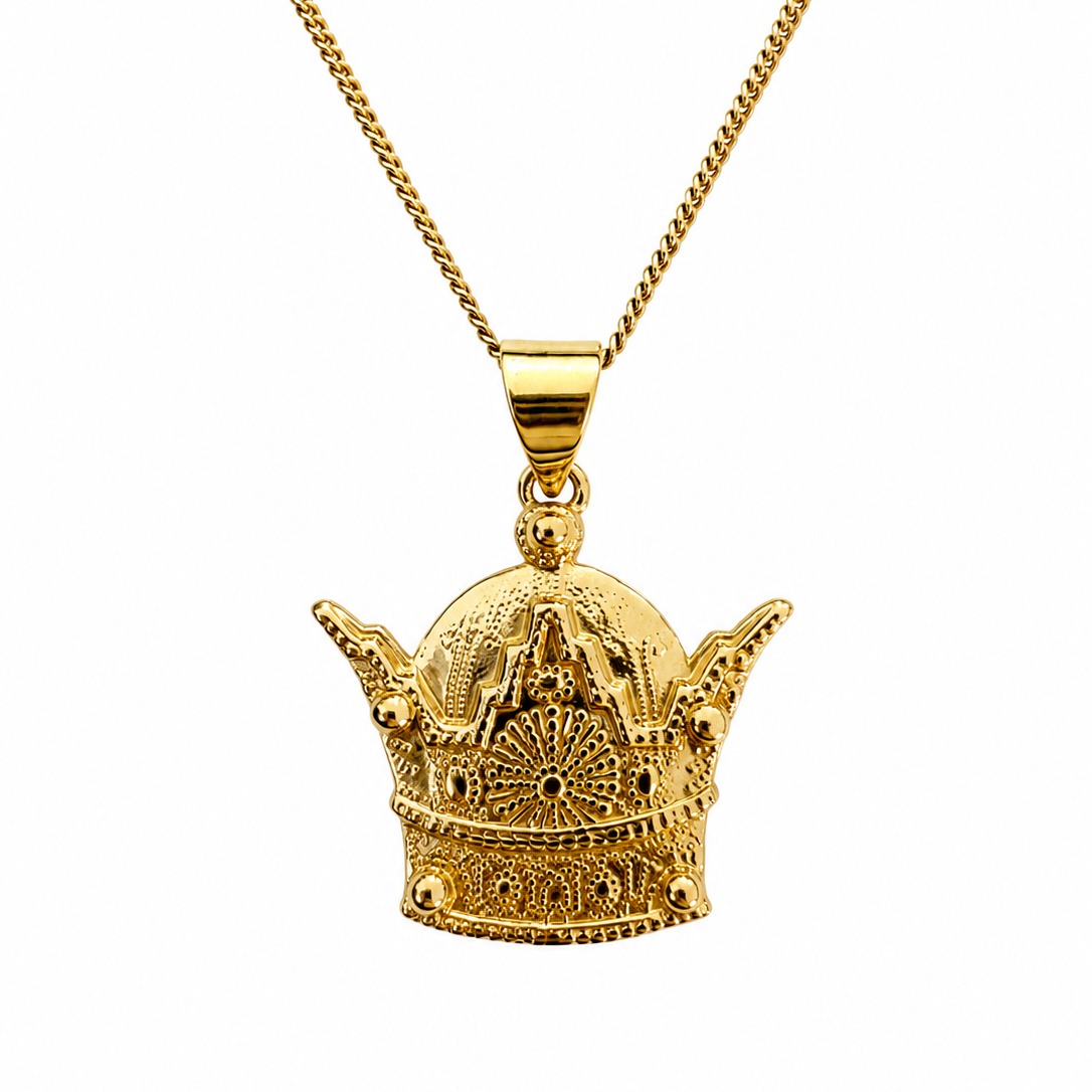 18K Yellow Gold Imperial Crown Pendant Necklace