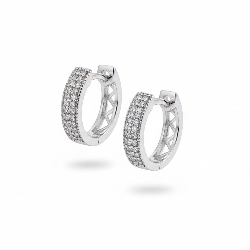 925 Sterling Silver Multi CZ Hoop Earrings