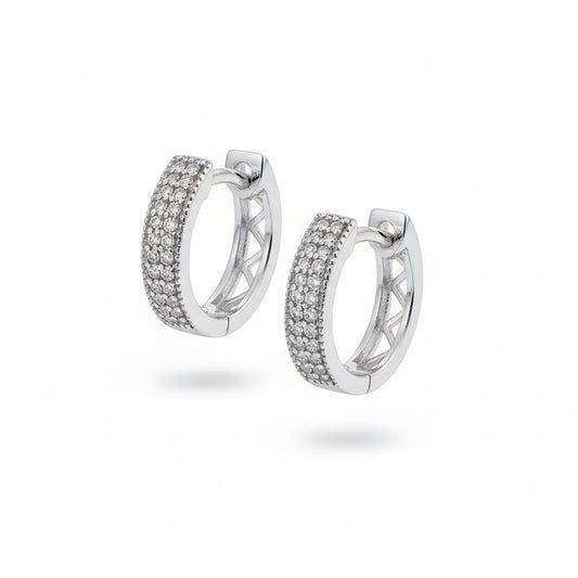 925 Sterling Silver Multi CZ Hoop Earrings