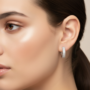 925 Sterling Silver Multi CZ Hoop Earrings