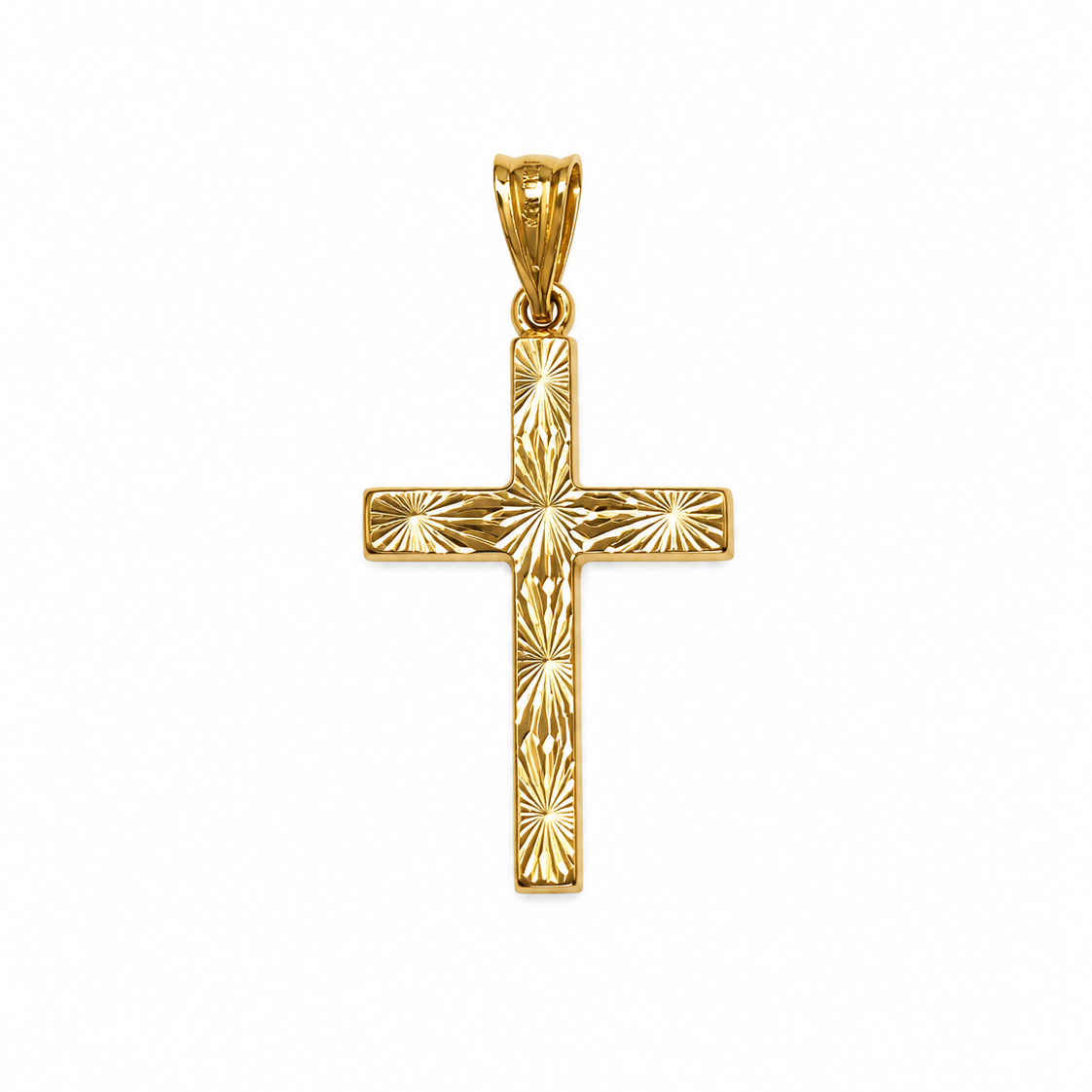 10K Yellow Gold Diamond Cut Cross Pendant Necklace
