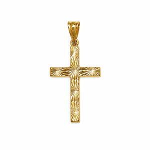 10K Yellow Gold Diamond Cut Cross Pendant Necklace