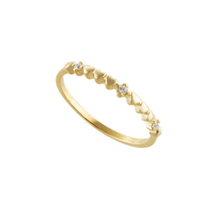 18K Yellow Gold Ring with small heart and Cubic Zirconia