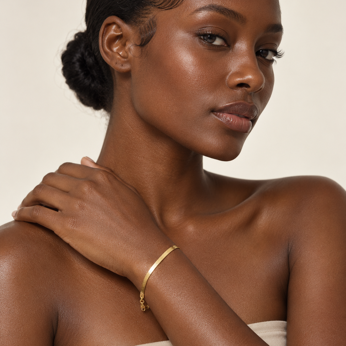 18K Yellow Gold Herringbone Chain Bracelet