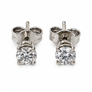18K White Gold Round Diamond Solitaire Stud Earrings TDW:0.5ct