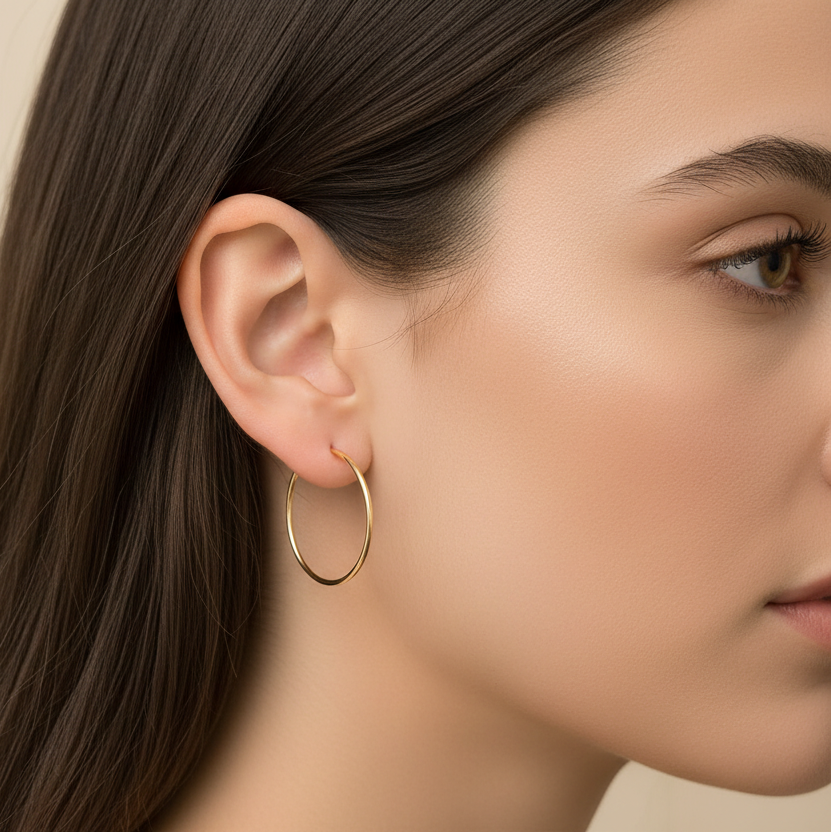14K Yellow Gold Large Hoop Earrings