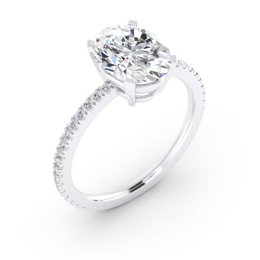 White Gold Engagement Solitaire Oval Cut Diamond Ring. Centre: .33ct and 18 Round Diamonds on Shoulders . TDW: .5ct, VS H,14k,2.3gr