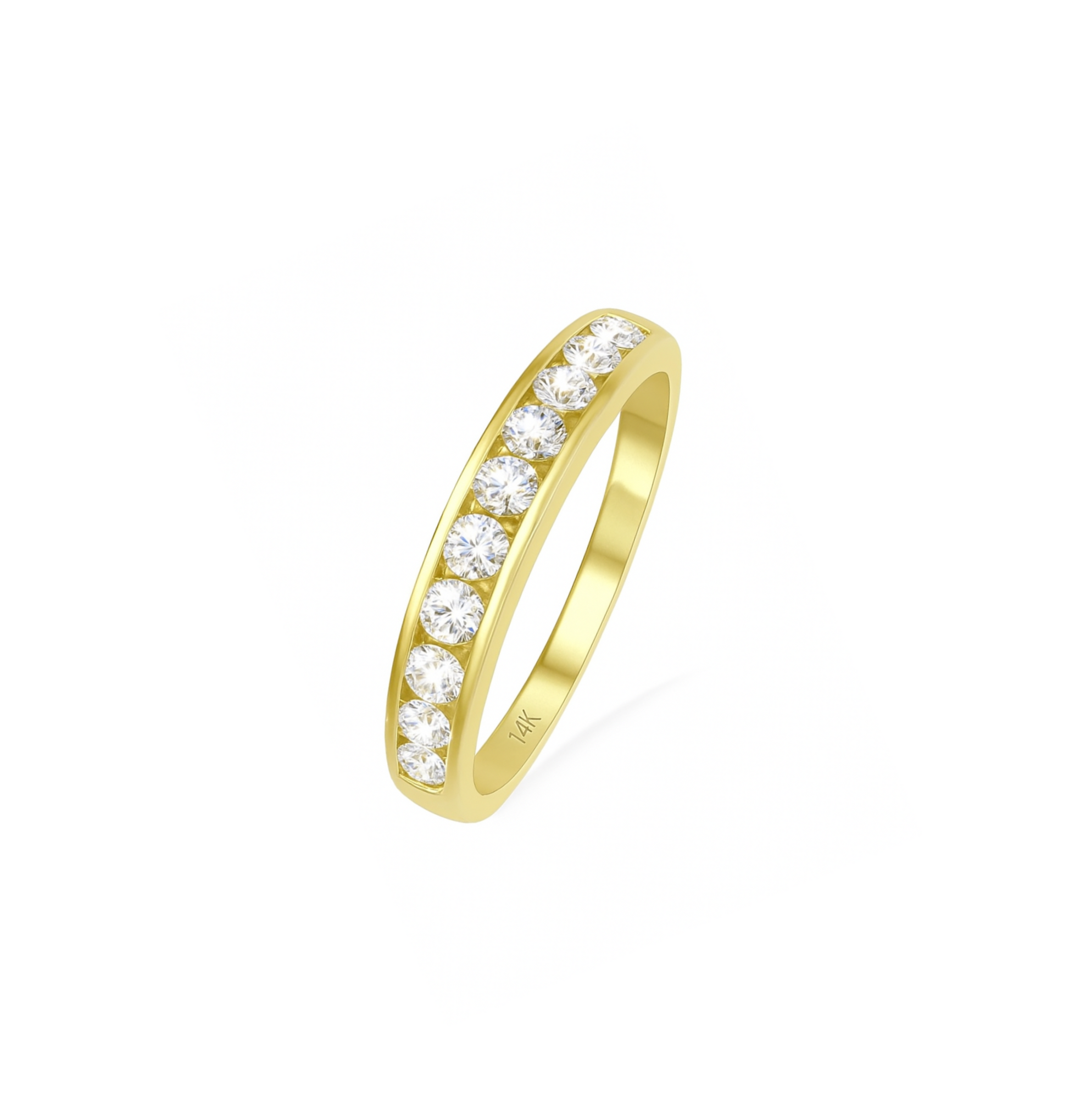 14K Yellow Gold Channel Settings Diamond Wedding Band, TDW: 0.50ct VS GH