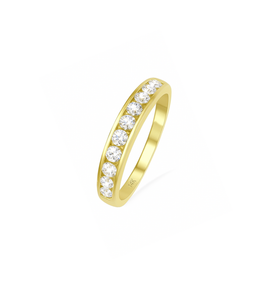 14K Yellow Gold Channel Settings Diamond Wedding Band, TDW: 0.50ct VS GH