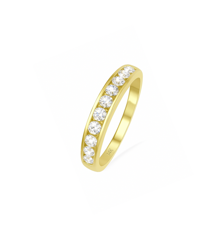 14K Yellow Gold Channel Settings Diamond Wedding Band, TDW: 0.50ct VS GH