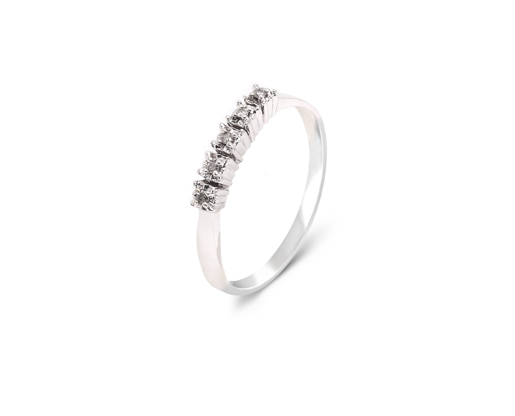 10K White Gold Classic Five Stone Diamond Ring