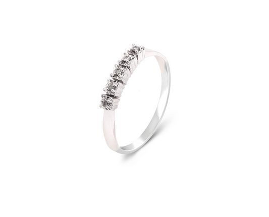 10K White Gold Classic Five Stone Diamond Ring